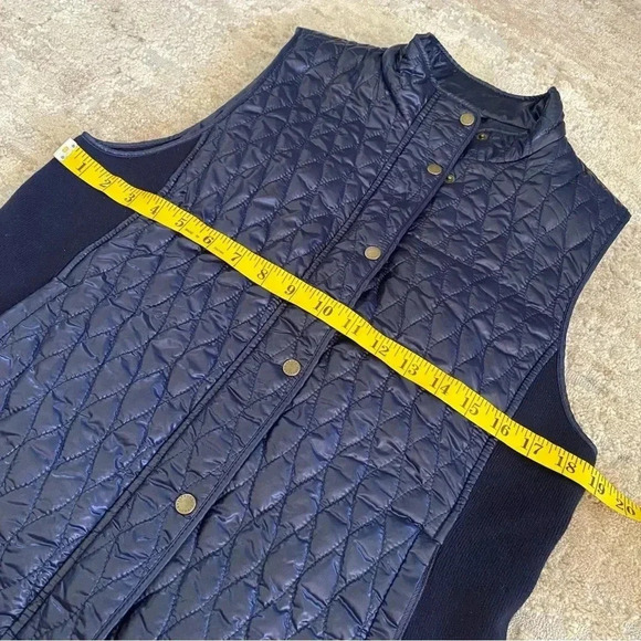Talbots Petites Dark Blue Quilted Vest Jacket Sleeveless Sheen: Medium Petite - Picture 8 of 9